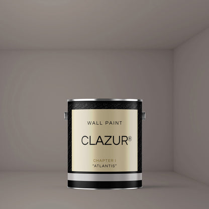 Productfoto van Clazur muurverf in de kleur Atlantis. Atlantis heeft een grijze muurverf tint en is op waterbasis.